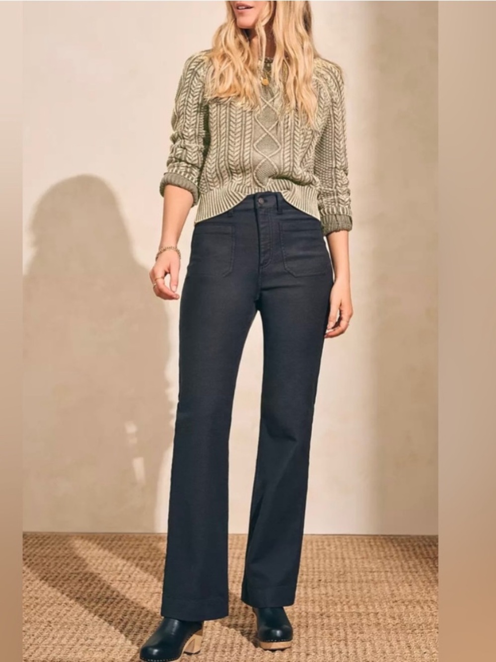 BOGO! Faherty Stretch Terry Patch Pocket Pant Washed Black Size 25